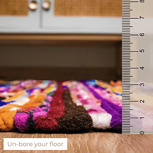 RAJRANG Boho Chindi Rag Rug 20x32 Inches - Handwoven Recycled Braided Rug Multicolor with Tassel for Doormat Bedroom Entryway Living Room - size: 1'8" x 2'8" (Rectangular)