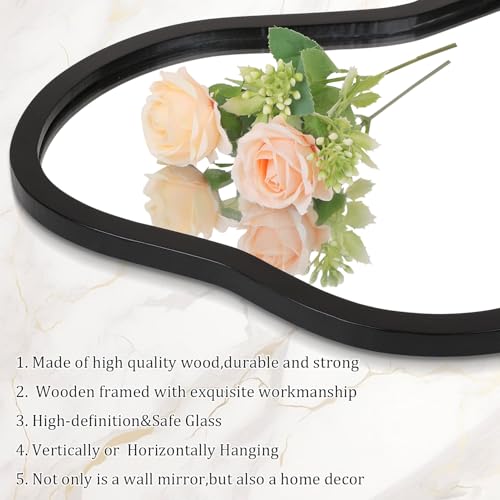 AAZZKANG Large Irregular Wall Mirror 26"x16" Black Asymmetrical Mirrors Modern Wood Frame for Bathroom Bedroom Living Room Entryway - color: Black, size: 26"L x 16"W