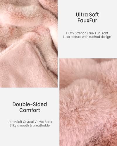 Faux Rabbit Fur Throw Blanket, Ultra Soft Plush Cozy Blanket for Couch Bed, Thick Fluffy Ruched Tie-Dye Decorative Blanket, Giftable,60"x80",Tie-Dye Pink - color: Tie-dye Pink, size: Twin(60"x80")