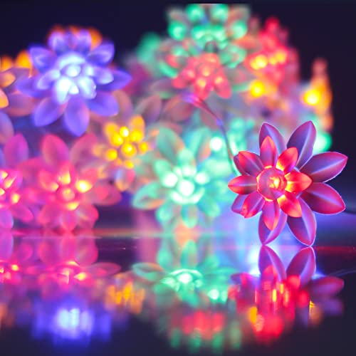 echosari LED String Lights 13.2ft 40 LED Lotus Flower Fairy Lights with 8 Modes Timer Indoor String Lights for Bedroom, Party, Wedding, Indoor, Garden Décor (Multi-Color) - color: Multicolor