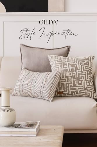 Woven Jacquard Throw Pillow Cover, Pack of 1 Geometric Pattern Textured Decorative Cushion Covers for Sofas, Couches, Fade Resistant Pillow for Sofa & Couch, Gilda, Beige, 18x18 Inch - color: Beige