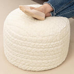 Asuprui 20x14 Inch Unstuffed Ottoman Pouf Cover – Lightweight Foot Rest, Floor Bean Bag Chair, Storage Pouf for Living Room, Bedroom & Balcony (Filler Not Included) (Cream) - color: Cream