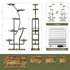 IRONCK Plant Stand Indoor with Grow Lights, 9 Tiered Indoor Plant Shelf, 62" Corner Plant Stands for Indoor Plants, Metal Plant Flower Display Shelves, Moon-Shaped Plant Rack for Home, Patio, Black