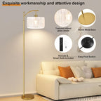 QIYIZM Glass Floor Lamp for Living Room,Bedroom,Gold Dimmable Standing Lamp with Remote,Brass White Tall Lamp Boho Mid Century Modern Floor Lamps Arc Floor Light Lamp Girls Kids Bohemian - size: 26-Floor Lamp