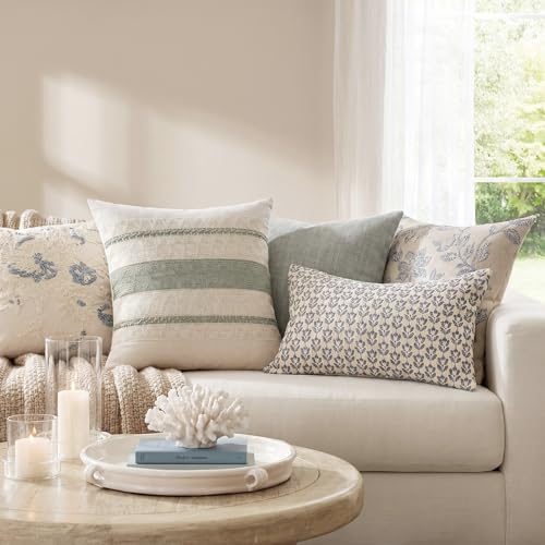 Fancy Homi Set of 2 Sage Green Boho Decorative Throw Pillow Covers 18x18 Inch for Living Room Bedroom Couch Bed Sofa Chair, Rustic Retro Cushion Case 45x45 cm, Bohemian Room Home Decor - color: Sage Green, size: 18" x 18" (Pack of 2)