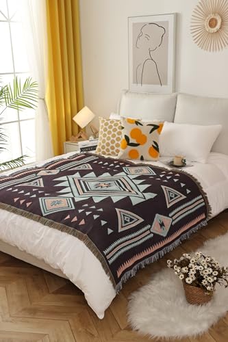 CLOTHKNOW Boho Throw Blankets Black White Azten Bed Blankets Reversible Southwest Navajo Blankets for Couch Sofa Bed Home Outdoor Beach Tent Travel Camping 51''x 70'' - color: Black White, size: 51''x 70''