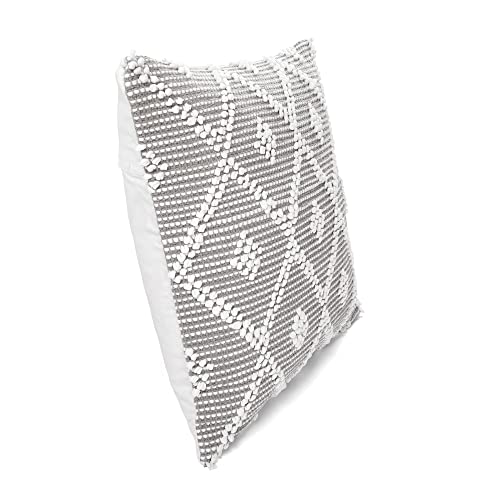 Lush Decor Adelyn Decorative Throw Pillow Cover, 20" W x 20" L, Light Gray - Square Pillow - Gray Diamond Pillow - Textured Pillows - Hygge Decor - Farmhouse Throw Pillows For Bed, Couch, Or Chair - color: Light Gray