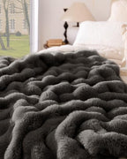 Ultra Soft Cozy Faux Fur Throw Blanket-Fuzzy Plush Thick Bubble Blanket, Fluffy Blanket for Couch, Sofa, Bedroom, and Living Room, 50x60 Inches, Dark Grey Taupe - color: Bubble Dark Grey, size: Throw