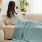 Love's cabin 100% Cotton Muslin Blanket, 6 Layer Lightweight Breathable Gauze Throw Blanket 50 x 60 Inches, Soft All Season Blanket for Couch, Bed, Sofa, Cyan - color: Cyan, size: Throw(50"x60")