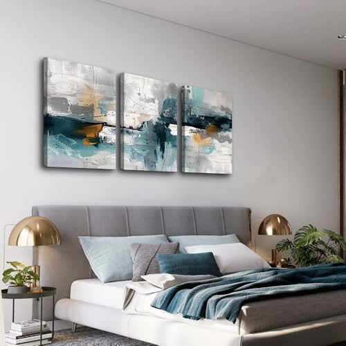TTHYUEWS Abstract Wall Art For Living Room Bedroom Wall Decor Modern Office Decorations Color Block Wall Paintings Pictures Artwork Hotel Canvas Prints Art 3 Piece Minimalist Aesthetic Home Decor - color: Abstract Color Block Pictures, size: 12x16inches*3