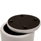 BELLEZE Modern Button Tufted Accent Storage Ottoman, Small Upholstered Circle Pouf Footstool with Lift Top, for Bedroom, Living Room or Vanity, 17-3/4" Round - Lexington (Beige) - color: Beige