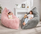 Hobestluk 3 in 1 Bean Bag Chair Giant Bean Bag Chairs for Adults with Bubble Cover Convertible Bean Bag Floor Cushion with Machine Washable Cover for Living Room (Bubble Pink) - color: Peach Pink