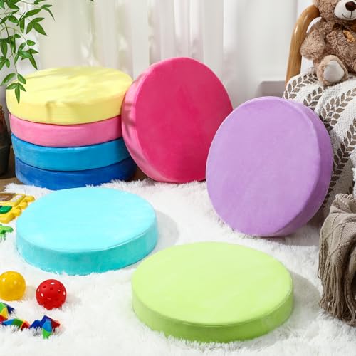 GlikCeil 8 Pcs Round Floor Pillow Cushions for Kids Classroom 15'' Soft Flexible Seating Chair Floor Seats for Reading Corner Playroom - Winter & Spring School Supplies (Candy Collection) - color: Candy Collection