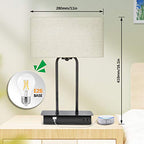 3-Way Dimmable Touch Control Table Lamp with 2 USB Ports and AC Power Outlet Modern Bedside Nightstand Lamp Fabric Shade and Metal Base for Guestroom Bedroom Living Room LED Bulb Included Warm White - color: Cream