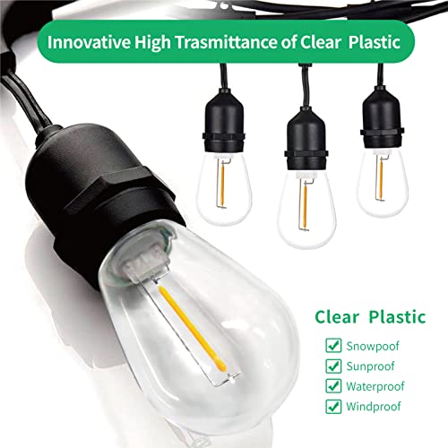 Meconard 48 Pack S14 LED String Light Bulbs, 1 Watt Shatterproof Replacement Bulbs for Patio Outdoor Sting Lights, E26 Medium Screw Base, Warm White 2200K, Non-Dimmable - color: Warm White, size: 48 Count (Pack of 1)