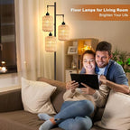 QIYIZM Floor Lamp for Living Room,Bedroom,3-Lights Boho Rattan Tree Floor Lights,Industrial Black Farmhouse Standing Lamp Wicker Rustic Tall Lamp,Woven Bamboo LampShade Floor Lamps Bohemian - size: 20-Floor Lamp