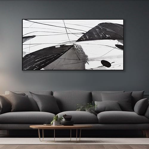 Abstract Canvas Art Home Wall Decor Black and White Abstract Wall Art Framed Artwork Modern Home Wall Decor for Living Room Bedroom Office 24"x48" - color: Black, size: 48"L x 24"W