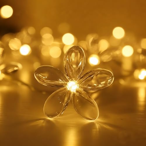 Fielegen 20 LED Cherry Blossom Flower String Lights for Bedroom, 9.84FT Battery Operated Fairy Lights Indoor Decorative Lights for Valentine's Day Home Garden Wedding Party Festival Decor - color: Cherry