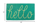 DII Hello Coir Fiber Doormat Non-Slip Durable Outdoor/Indoor, Pet Friendly, 18x30, Aqua - color: Aqua