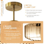 Amber Glass Flush Mount Ceiling Light Fixture, 11.02 Inch Modern Dome Light with Warm Gold Finish for Bedroom, Kitchen, Textured Glass Shade, Easy to Install, 1-Light E26 Socket - color: Amber, 1-Light
