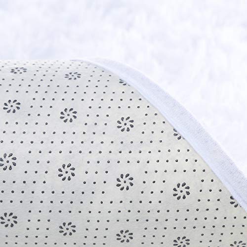 junovo Ultra Soft Washable Shaggy Rug - Non-Slip Oval Carpet for Nursery, Kids Bedroom & Home Decor (2.6x5.3ft White) | Plush Fluffy Floor Mat for Cozy Living Spaces - color: White, size: 2.6' x 5.3'