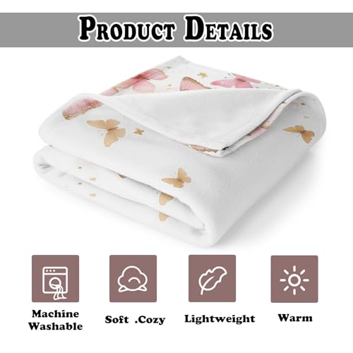 Pink Butterfly Throw Blanket for Couch, Butterfly Room Decor for Girls, Watercolor Butterflies Aesthetic Throw Blanket for Girls Bedroom Living Room Home Decoration, 50x60 Inches - color: Color_9