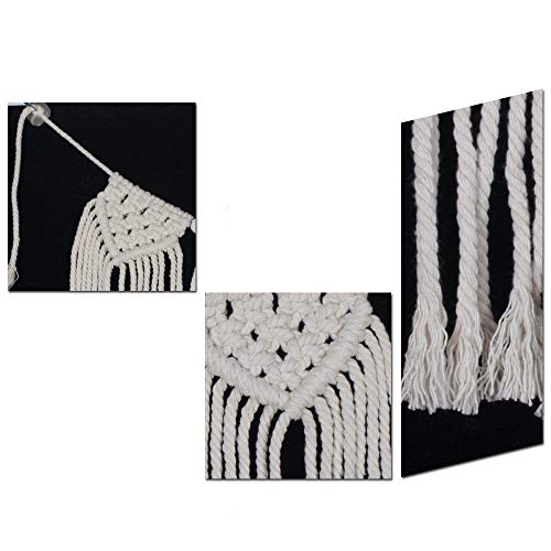 Macrame Woven Wall Hanging Tapestry Beige Curtain Fringe Tassel Garland Banner Boho Chic Home Decorative Interior Wall Decor Bohemian Ethnic Apartment Dorm Room Art Party Wedding Backdrop Decoration