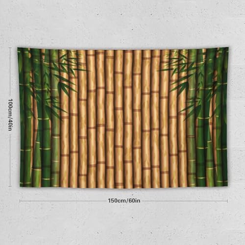 HZOHNAGO Bamboo Tapestry Retro Brown Bamboo Green Leaves Pattern Printed Wall Tapestry Painting Wall Hanging for Bedroom Living Room Dorm 60" W x 40" H - color: Bamboo-3, size: 60"L x 40"W
