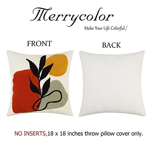 Merrycolor Abstract Boho Tufted Throw Pillow Covers 18x18 Mid Century Modern Pillow Covers Boho Pillows Decorative Throw Pillow Case Minimalist Bohemian Aesthetic Pillow Covers for Bed Couch Home,1PC - color: Abstract Plant 1, size: 18" x 18" (Pack of 1)
