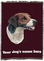 Pure Country Weavers English Foxhound Dog Personalized Woven Blanket Red by Robert May - Gift Cotton Tapestry Throw - Made in The USA - 72" x 54" - color: Red, size: 72" x 54" - Custom