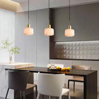 Alabaster Pendant Light Natural White Stone Shade Mini Hanging Lamp Kitchen Island Lighting with Solid Brass Body for Dining Room Bedroom, Adjustable Height 6.69", E26 Socket