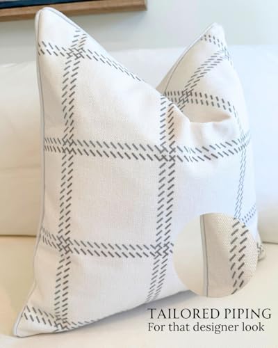 Jillien Harbor The Elliot Patterned Throw Pillow Cover – Checkered Pillow Print Polycotton Designer Accent for Farmhouse Decor, Decorative Pillow Cover, Fits 20 Inch Insert, 18 x 18 Inches, Brown - color: The Elliot, size: 18" x 18" (Pack of 1)