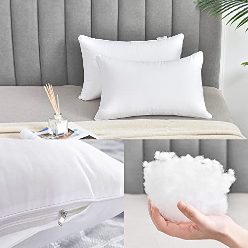 FAVRIQ 12 x 20 Throw Pillow Inserts (Set of 2), Rectangle Interior Sofa Pillow Inserts with 100% Cotton Cover, Lumbar Support Pillow for Chair Bed, Decorative Pillow Insert Pair, White Couch Pillow - size: 12x20 Inch