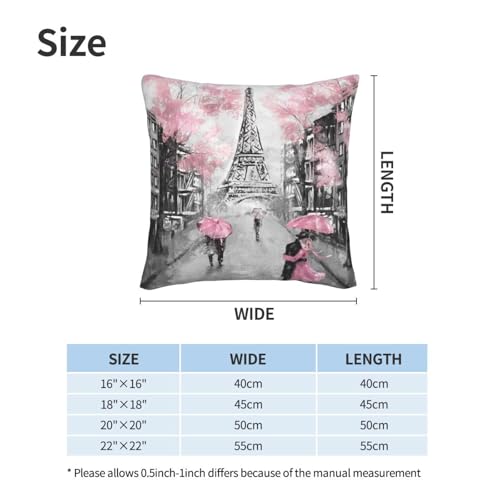 Eiffel Tower Throw Pillow Covers 18 X 18 Inch Set of 2 Pillow Cases Decoration Cushion Cover for Sofa Bedroom Living Room Outdoor - color: Eiffel Tower