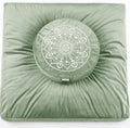 Hihealer Meditation Cushion, Traditional Tibetan Meditation Pillow Velvet Cover - Large Floor Cushion Seating for Adults - Yoga Buckwheat Bolster for Women、Moms - color: Serenity Green(set)