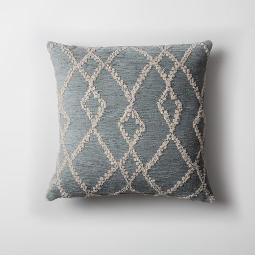 Woven Jacquard Throw Pillow Cover, Pack of 1 Geometric Pattern Textured Decorative Cushion Covers for Sofas, Couches, Fade Resistant Pillow for Sofa & Couch, Savoy, Blue, 18x18 Inch - color: Blue - Savoy