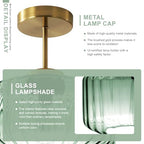 Sage Green Ribbed Glass Semi-Flush Mount Ceiling Light, 11.02" Modern Close to Ceiling Lamp, Gold Ceiling Light Fixture for Kitchen Bathroom Hallway - color: Mint Green, 1-Light