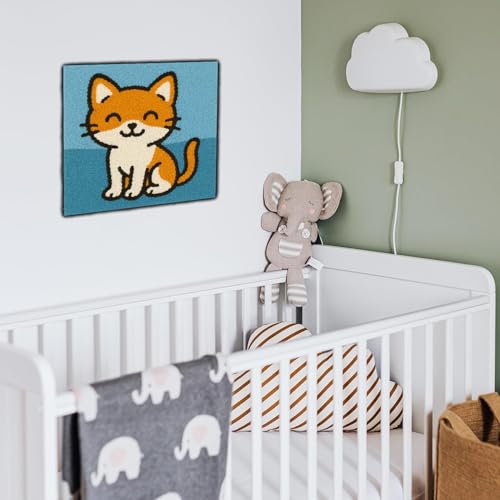 Latch Hook Kits for Kids Adults DIY Rug Tapestry Kits with Printed Canvas Embroidery Kits Festival Christmas Gifts Home Decoration (Cat) - color: Cat