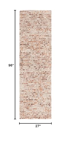 SAFAVIEH Natura Collection Runner Rug - 2'3" x 8', Dark Brown & Beige, Handmade Wool Blend, Textured Design, Ideal for Hallway, Bedroom, Foyer (NAT620E) - color: Dark Brown/Beige, size: 2'3" x 8' (Runner)