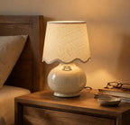 Benton Ceramic Table Lamp with Fabric Shade – 13" Bedside Accent Lamp for Bedroom, Living Room & Nightstand (Beige Cream) - color: Beige Cream