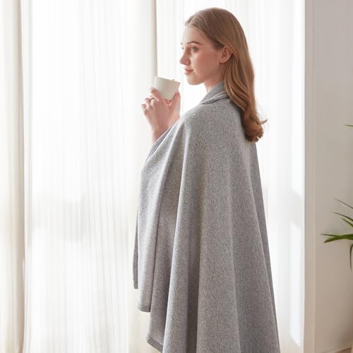 COOVA Lightweight Knit Throw Blanket for Couch, Decorative Blanket, Soft and Cozy Throw for Sofa, Bed or Chair, Living Room (Light Grey, 60×80 inches) - color: Light Grey, size: 60"x80"