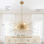 31in Modern Gold Sputnik Chandelier 4-Light Mid-Century Starburst Chandelier Light Fixture Over Table Large Satellite Chandeliers for Dining Room Foyer Entryway Kitchen Bedroom Living Room E12 - color: Golden 31" 4-Light