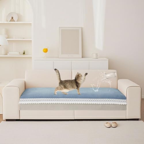 VClife Modern Couch Cover, Non Slip Dog Sofa Cover, Blue, 35.4" x 63" | Pet-friendly Sofa Covers, Scratch-resistant, Waterproof, Non Slip That Stay Firmly In Place, Durable and Machine Washable - color: 01# Blue, size: 35.4" x 63"