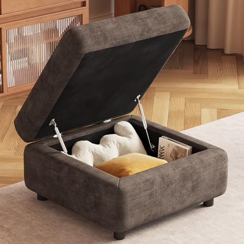 Guyii Storage Stool Modern Sofa Ottoman Brown Living Room Ottomans Fabric Modern Sofa Seat Shoes Changing Stool with Large Storage for Living Room - color: Brown, size: ottoman