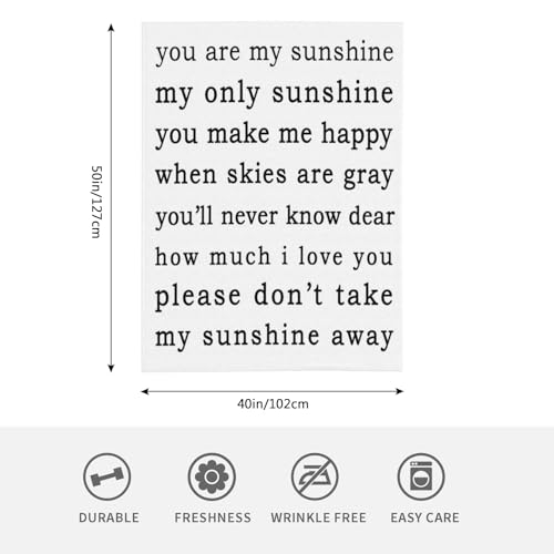 HGOD DESIGNS You are My Sunshine My only Sunshine You Make me Happy I Love You Please Dont take My Sunshine Away Blanket Throw Blanket Soft Comfortable for Sofa Chair Bed Office 40"x50" - color: Happiness Quote, size: 40x50 inch