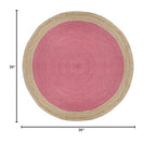SAFAVIEH Area Rug 3' Round - Natural Fiber Collection - Pink & Natural Brown, Handmade Jute, Braided Border Design (NF801P) - color: Pink/Natural, size: 3' (Round)