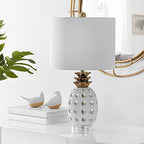 SAFAVIEH Lighting Collection Sonny Pineapple White 24-inch Bedroom Living Room Home Office Desk Nightstand Table Lamp (LED Bulb Included)