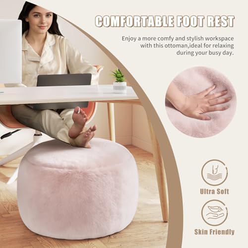 Gericco Round Stuffed Pouf Ottoman for Foot Rest, A Round Modern Foam Filled Poufs, Floor Chair for Living Room, Nursery, Dorm, A Soft Modern Foot Stool Perfect to Rest Your Feet (Pink, 29Inch) - color: Pink, size: 29.9"D x 29.9"W x 17.7"H