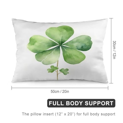Watercolor Green Lucky Clover Cushion Covers 12 "x20 Irish Style Lumbar Pillow Covers Outdoor Pillowcase Double-Sided Printed Pillow Cover Decorative Pillows for Bed for Sofa Home Decor - color: Pattern-1, size: 20" x 12" (Pack of 1)