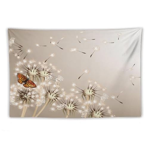 Kurtect Nature Tapestry,Floral Dandelion Flying Butterfly Flower Plant Theme Print Tapestries for Living Room Party Beach Picnic Blankets Tablecloths Wall Decor, 40x60 in - color: Flower-6, size: 60"L x 40"W